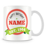 Name and Year Personalised Birthday Mug – Red