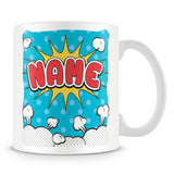 Personalised Mug with Name - Comic Design Smoke Cloud - Blue