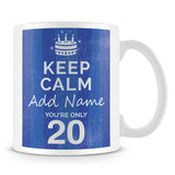 Keep Calm Birthday Mug - Personalised Gift – Blue