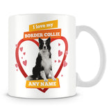 I Love My Border Collie Dog Personalised Mug - Orange