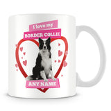 I Love My Border Collie Dog Personalised Mug - Pink