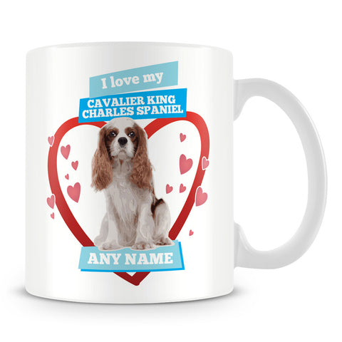 I Love My Cavalier King Charles Spaniel Dog Personalised Mug - Blue