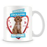 I Love My Cockapoo Dog Personalised Mug - Blue