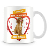 I Love My Cocker Spaniel Dog Personalised Mug - Orange