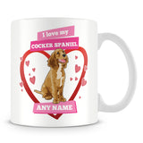 I Love My Cocker Spaniel Dog Personalised Mug - Pink
