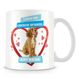 I Love My Cocker Spaniel Dog Personalised Mug - Blue