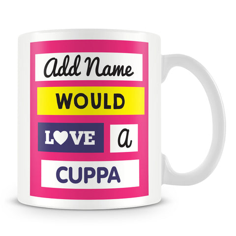 Would Love a Cuppa - Personalised Mug – Pink