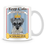 Keep Calm and Hug a Schnauzer Mug - Blue