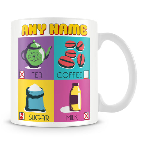 Personalised Drinks Mug with Name and Pop Art Design