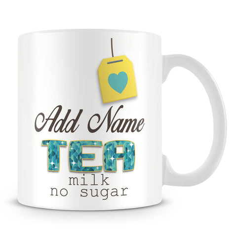 Personalised Tea Mug with Name - Blue