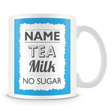 Personalised Mug with Name and Drink – Blue
