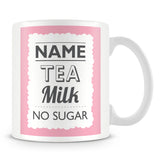 Personalised Mug with Name and Drink – Pink