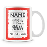 Personalised Mug with Name and Drink – Red