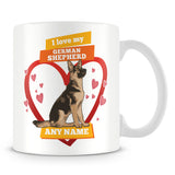 I Love My German Shepherd Dog Personalised Mug - Orange