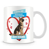 I Love My German Shepherd Dog Personalised Mug - Blue