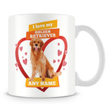 I Love My Golden Retriever Dog Personalised Mug - Orange