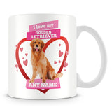 I Love My Golden Retriever Dog Personalised Mug - Pink