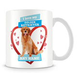I Love My Golden Retriever Dog Personalised Mug - Blue