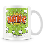 Personalised Mug with Name - Comic Design Smoke Cloud - Green