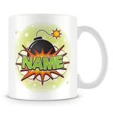 Personalised Mug with Name - Comic Design Explosion - Green