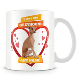 I Love My Greyhound Dog Personalised Mug - Orange