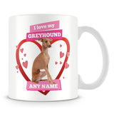 I Love My Greyhound Dog Personalised Mug - Pink