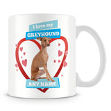 I Love My Greyhound Dog Personalised Mug - Blue