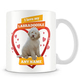 I Love My Labradoodle Dog Personalised Mug - Orange