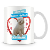 I Love My Labradoodle Dog Personalised Mug - Blue