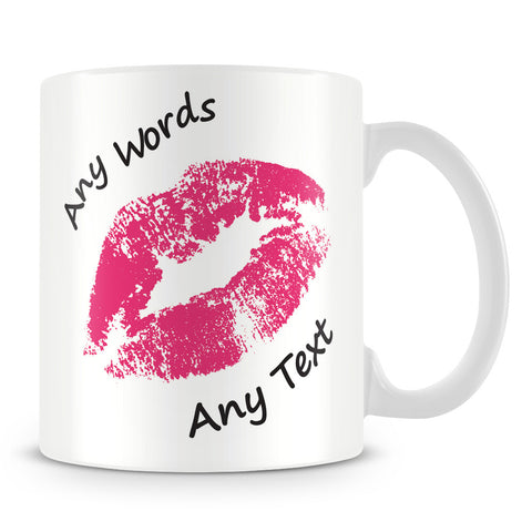 Lips Mug With Personalised Message – Hot Pink