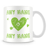 Love Heart with Names Personalised Mug – Yellow