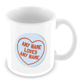 Love Hearts with Names Personalised Mug – Blue