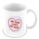 Love Hearts with Names Personalised Mug – Purple