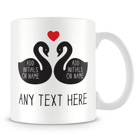 Swans Romantic Personalised Mug