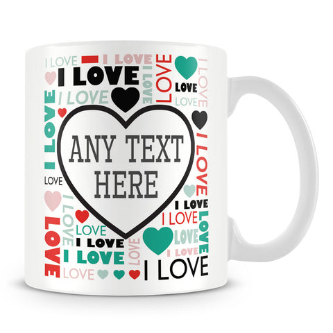 Love Heart Typography Personalised Mug