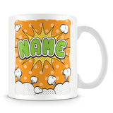 Personalised Mug with Name - Comic Design Smoke Cloud - Orange