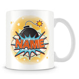 Personalised Mug with Name - Comic Design Explosion - Orange