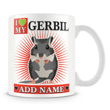 Gerbil Mug – I love My Gerbil Personalised Gift – Red