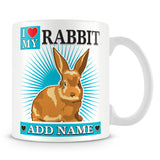 Rabbit Mug – I love My Rabbit Personalised Gift – Blue