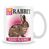 Rabbit Mug – I love My Rabbit Personalised Gift – Pink