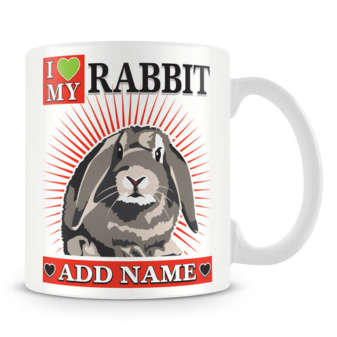 Rabbit Mug – I love My Rabbit Personalised Gift – Red