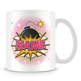 Personalised Mug with Name - Comic Design Explosion - Pink