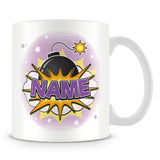 Personalised Mug with Name - Comic Design Explosion - Purple