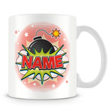 Personalised Mug with Name - Comic Design Explosion - Red