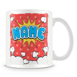 Personalised Mug with Name - Comic Design Smoke Cloud - Red