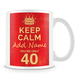 Keep Calm Birthday Mug - Personalised Gift – Red