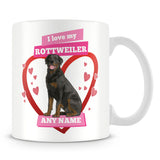I Love My Rottweiler Dog Personalised Mug - Pink