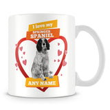 I Love My Springer Spaniel Dog Personalised Mug - Orange