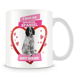 I Love My Springer Spaniel Dog Personalised Mug - Pink