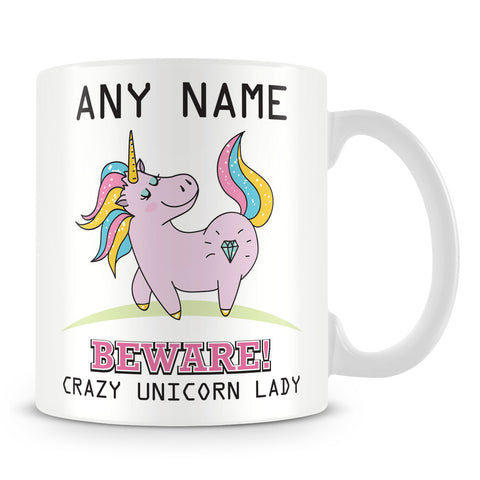 Crazy Unicorn Lady Personalised Mug